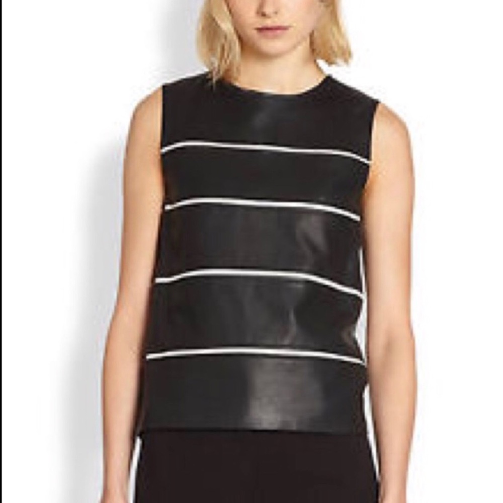 Theory Lambskin Leather Sleeveless Top